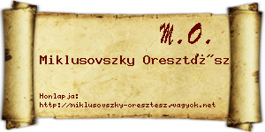 Miklusovszky Oresztész névjegykártya